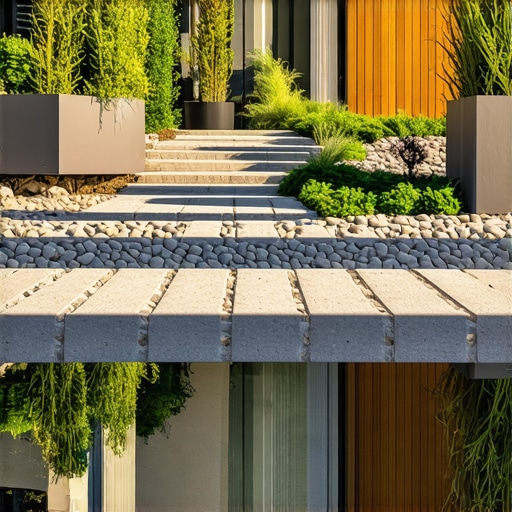 Advanced Sustainable Hardscaping Techniques A beautifully designed eco-friendly backyard with permeable paving and native plants