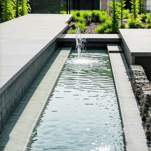 Elegant water feature with minimalist design in a contemporary garden