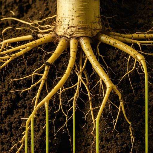 Rich soil with visible roots and beneficial microbes supporting healthy grass