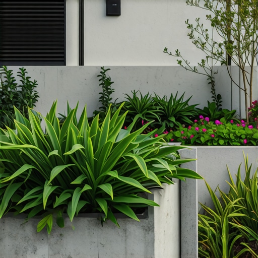 Contemporary Eco-Friendly Garden Modern garden with native plants, hardscaping, and smart technology.