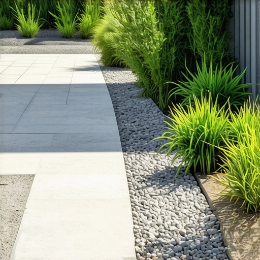 Sustainable hardscape with permeable pavers and native flora