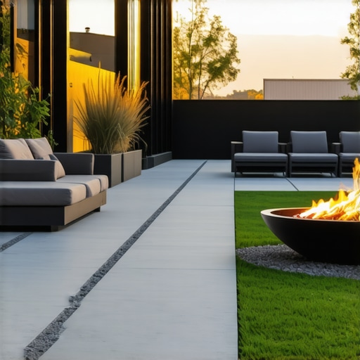 Modern outdoor space with stone pathways and stylish patio