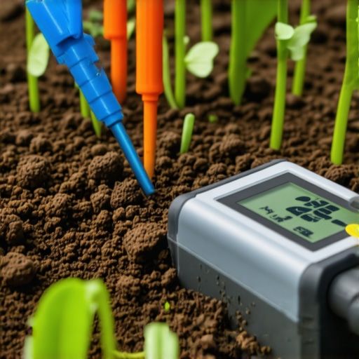 Person using a digital soil test kit in a garden to analyze soil health.