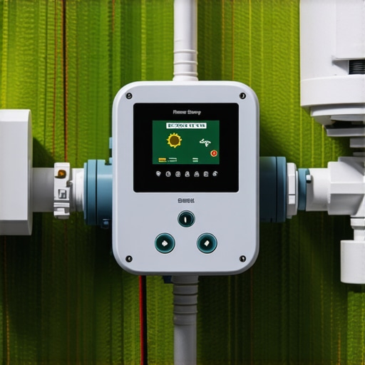 Smart Irrigation System for Efficient Watering Smart irrigation controller with weather sensors in a garden setting.